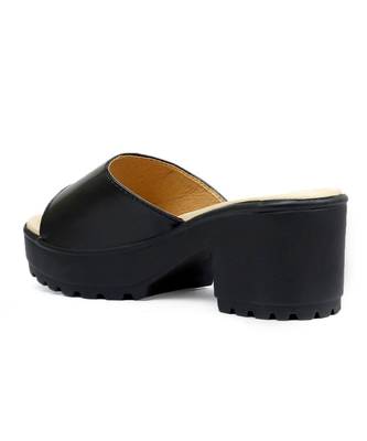 Women Slip-ons Black Block Heels 4