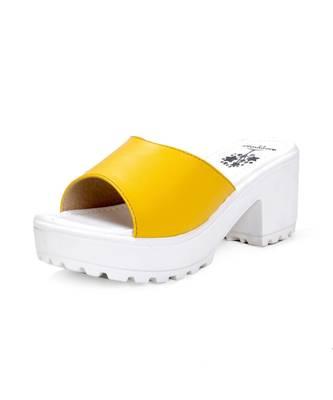 Women Yellow Sandals Block 7