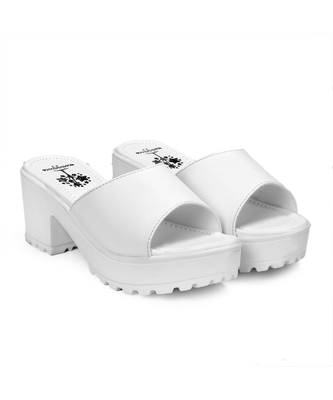 Women White Sandals Block 1