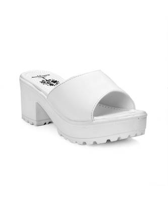 Women White Sandals Block 5