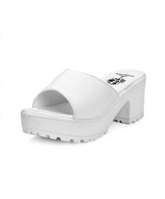 Women White Sandals Block 7