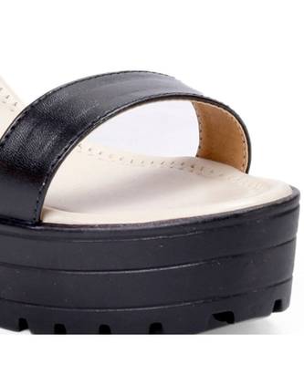 Women Black Sandals Block 2