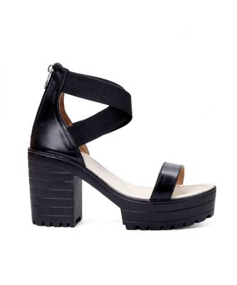 Women Black Sandals Block 3