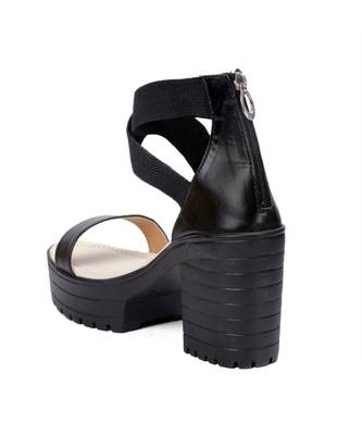 Women Black Sandals Block 4