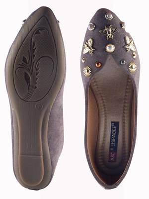 Women Synthetic Grey slip on  Bellies 4