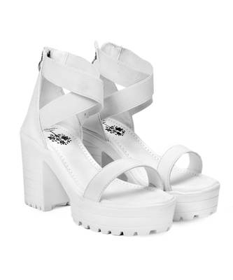 Women White Sandals Block 1