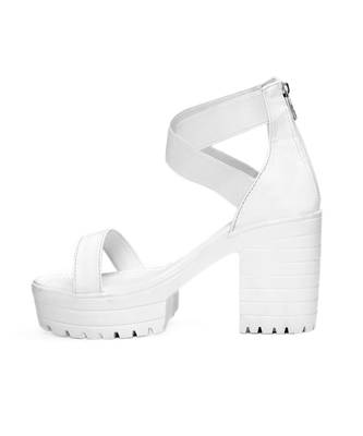 Women White Sandals Block 3
