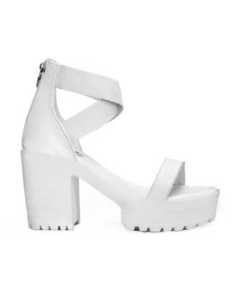 Women White Sandals Block 4