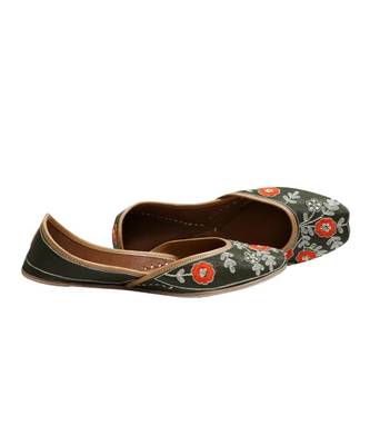 Green Embroidery Party Wear Ethnic.Jutti 2