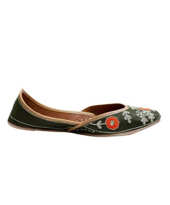Green Embroidery Party Wear Ethnic.Jutti 3