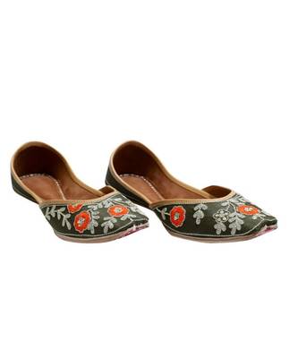 Green Embroidery Party Wear Ethnic.Jutti 1
