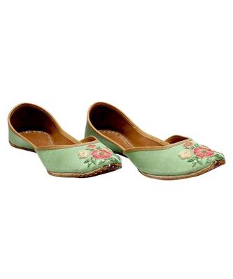 Lite Green Embroidery Party Wear Ethnic.Jutti 1