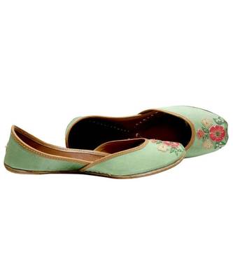 Lite Green Embroidery Party Wear Ethnic.Jutti 3