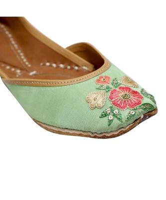 Lite Green Embroidery Party Wear Ethnic.Jutti 4