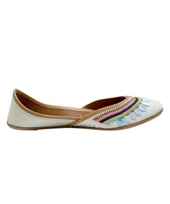 White Embroidery Party Wear Ethnic.Jutti 2