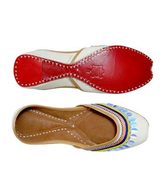 White Embroidery Party Wear Ethnic.Jutti 4