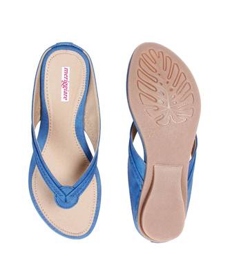 Women Blue Flats One Toe Flats 6