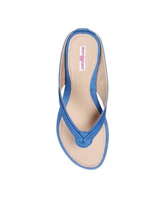 Women Blue Flats One Toe Flats 8
