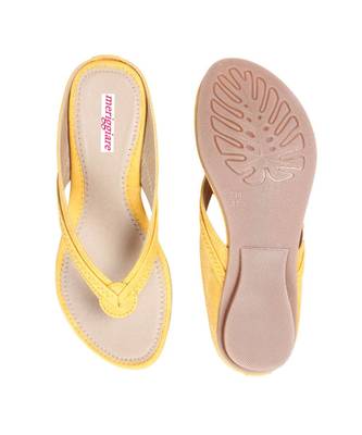 Women Yellow Flats One Toe Flats 6
