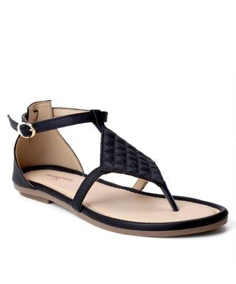 Women Black Flats One Toe Flats 5