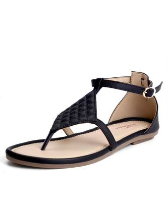 Women Black Flats One Toe Flats 7