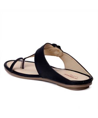 Women Black Flats One Toe Flats 4