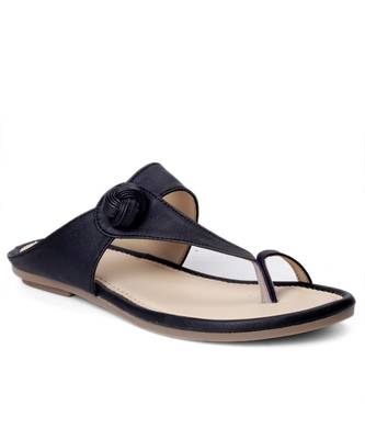 Women Black Flats One Toe Flats 5
