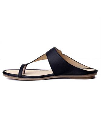 Women Black Flats One Toe Flats 6
