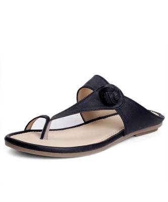 Women Black Flats One Toe Flats 7
