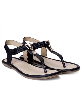 Women Black Flats T-Strap Flats 1