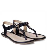 Women Black Flats T-Strap Flats