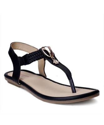 Women Black Flats T-Strap Flats 5