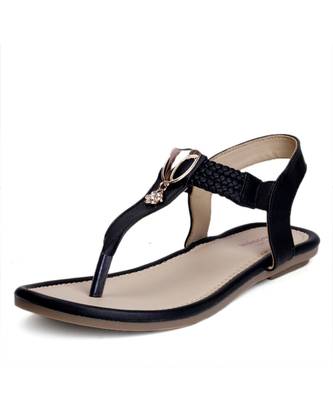 Women Black Flats T-Strap Flats 7
