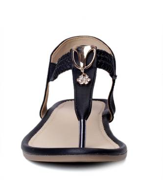 Women Black Flats T-Strap Flats 8