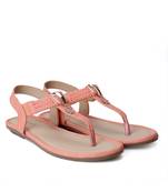 Women Peach Flats T-Strap Flats