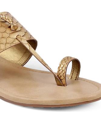 Women Gold Flats One Toe Flats 2