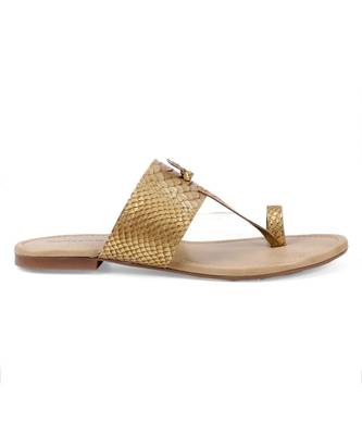 Women Gold Flats One Toe Flats 3