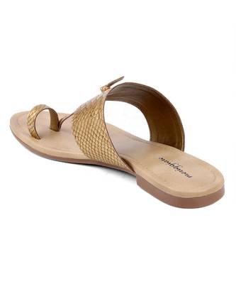 Women Gold Flats One Toe Flats 4
