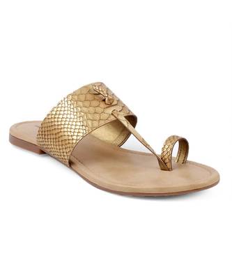 Women Gold Flats One Toe Flats 5