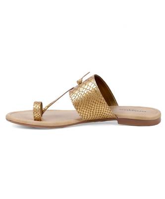 Women Gold Flats One Toe Flats 6