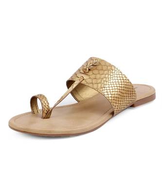 Women Gold Flats One Toe Flats 7