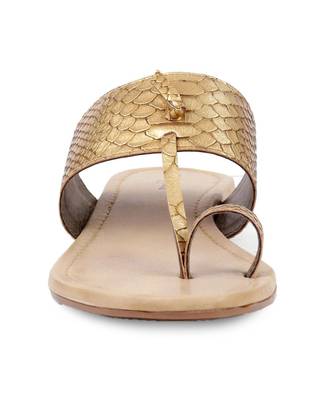 Women Gold Flats One Toe Flats 8