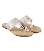 Women Silver Flats One Toe Flats