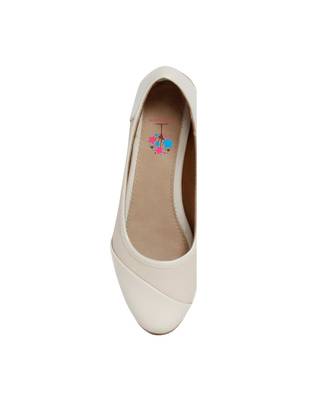 Women Cream Pumps Wedge 8