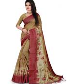 Multicolor printed linen saree with blouse