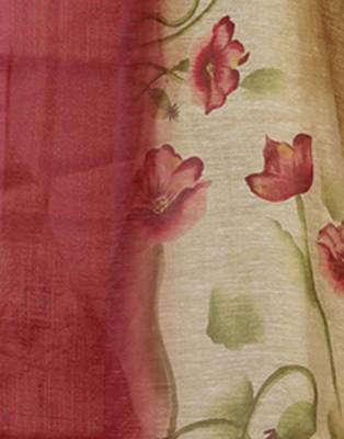 Multicolor printed linen saree with blouse 4