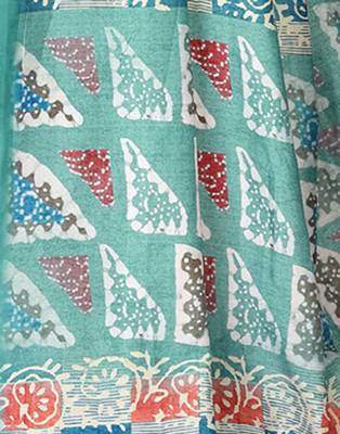 Blue printed silk saree with blouse 3