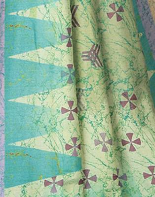 Green printed silk saree with blouse 4