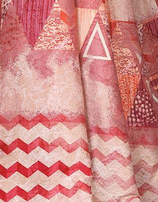 Pink printed silk saree with blouse 4