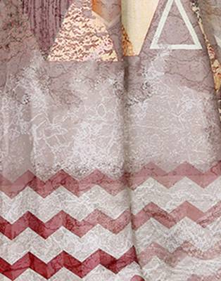 Grey printed silk saree with blouse 4